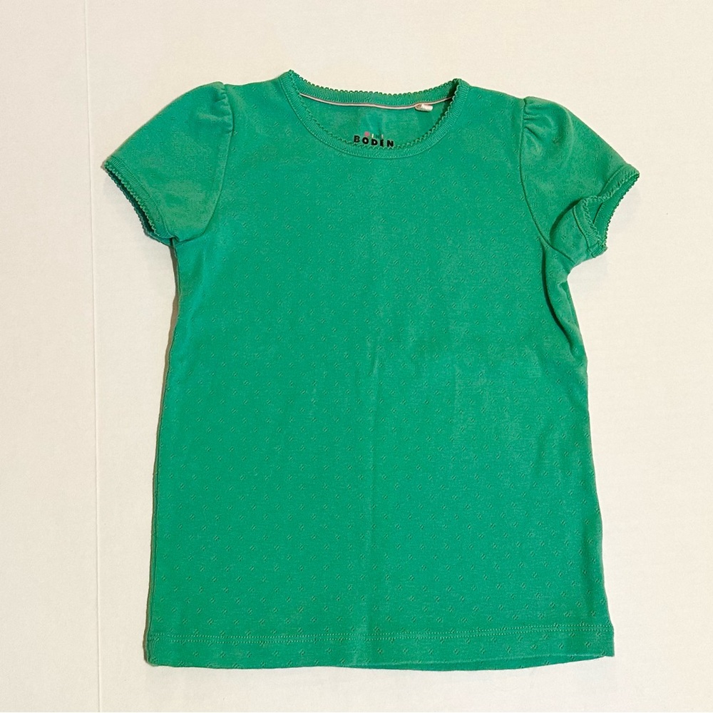 Mini Boden Green Short Sleeve Pointelle